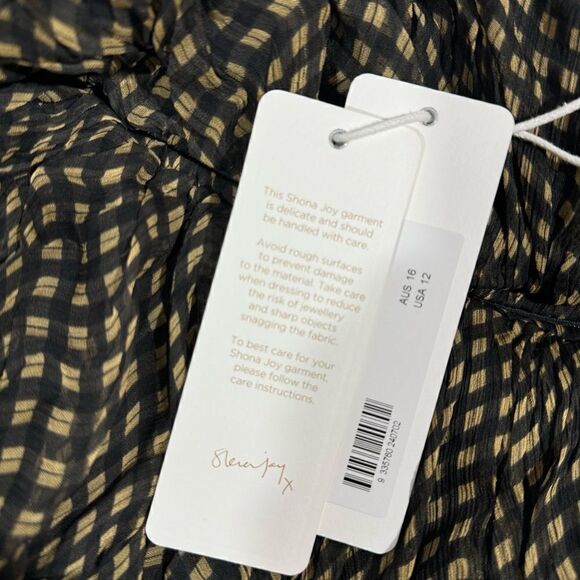 SHONA JOY SOFIA RUCHED SEMI SHEAR MAXI DRESS SIZE 12 IN BLACK SAND NWT - Picture 11 of 11